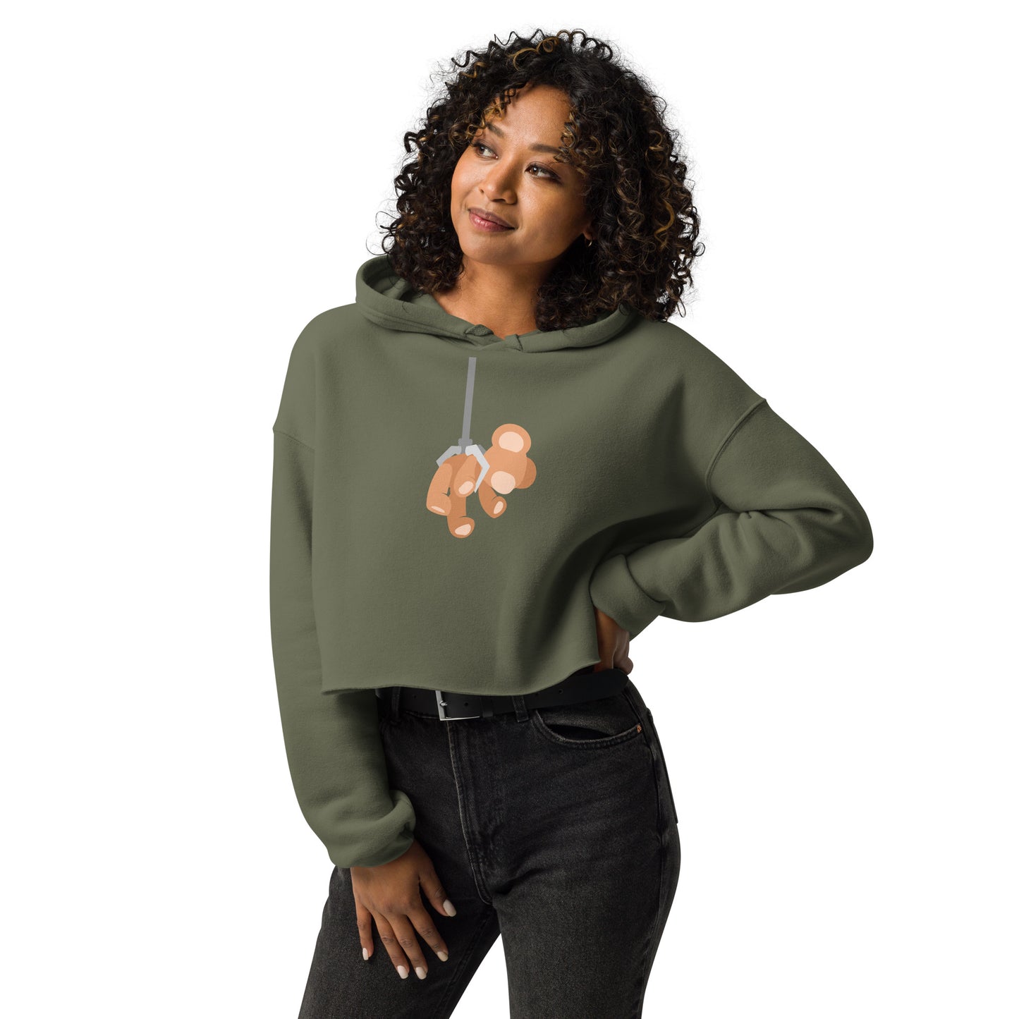Novelty Graphic Crop Hoodie - Chose