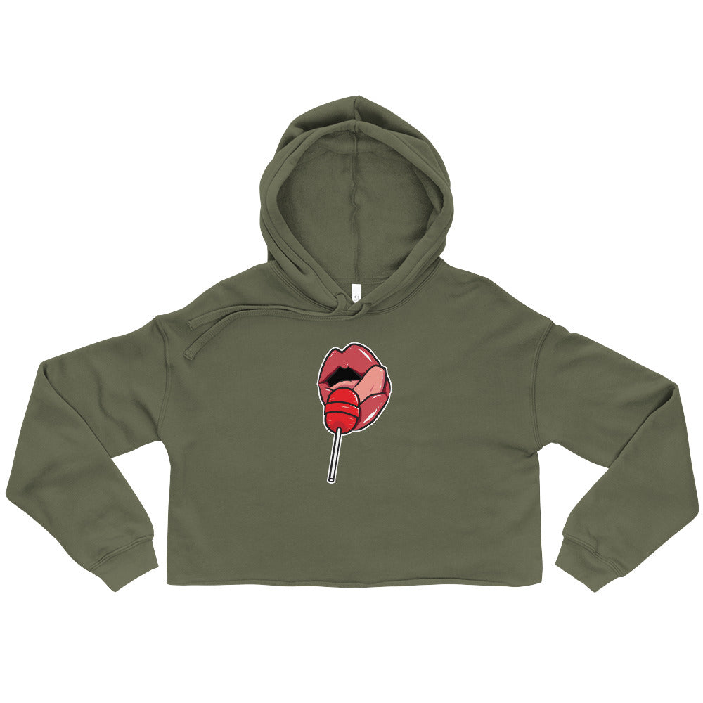 Women's Crop Top Hoodie Long Sleeve Casual Graphic Sweatshirt - LOLLIPOP