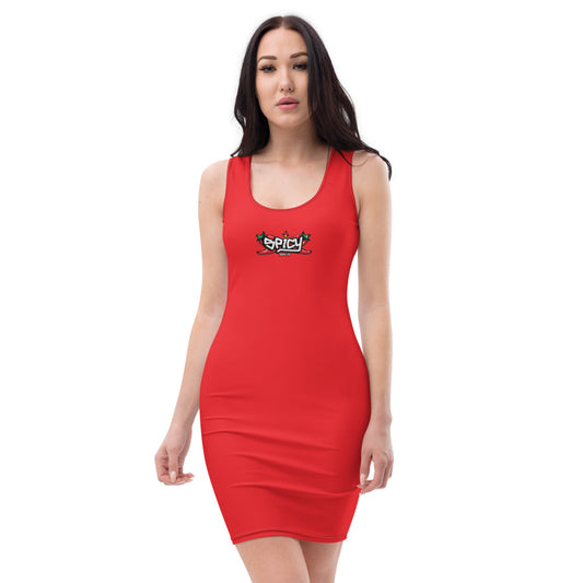 Women's Scoop Neck Casual Graphic Dress - SPICY RED