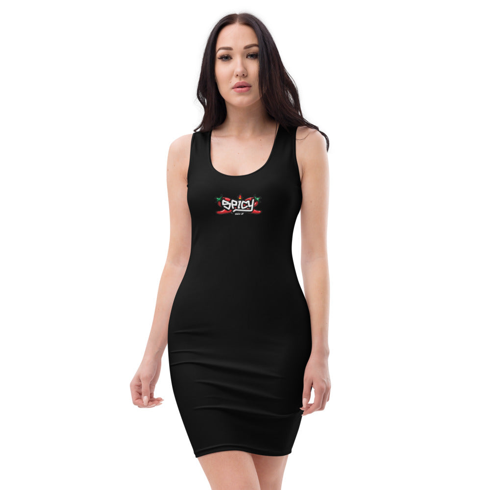 Women's Scoop Neck Casual Graphic Dress - SPICY BLACK