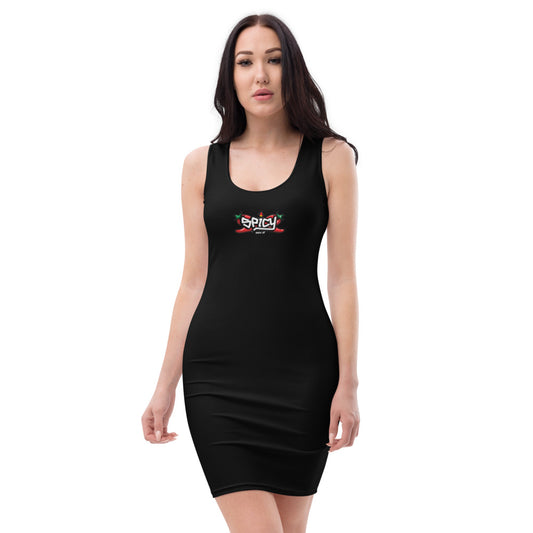 Women's Scoop Neck Casual Graphic Dress - SPICY BLACK