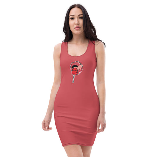 Women's Scoop Neck Casual Graphic Dress - LOLLIPOP PINK