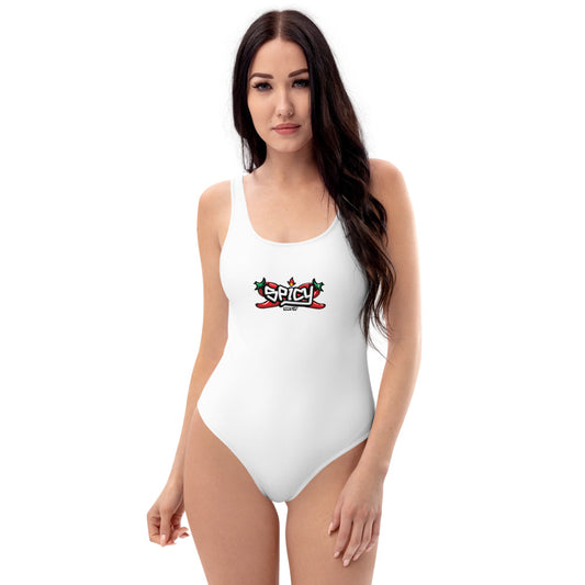 Women's One Piece Swimsuits Bathing Suit Graphic Swimwear - SPICY WHITE