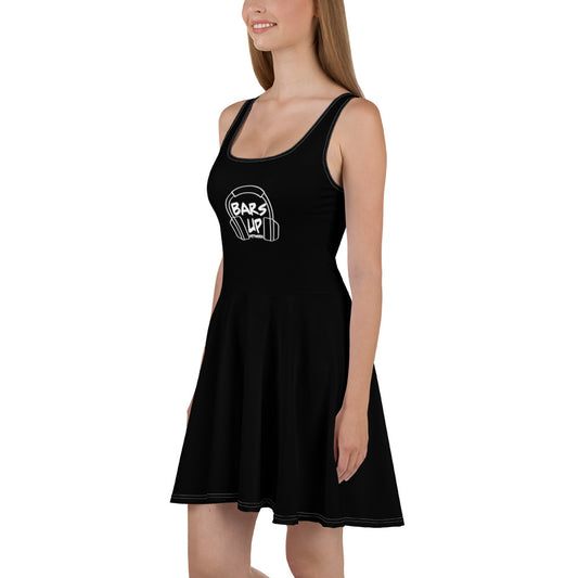 Women's Scoop Neck Casual Graphic Skater Dress - BARS UP