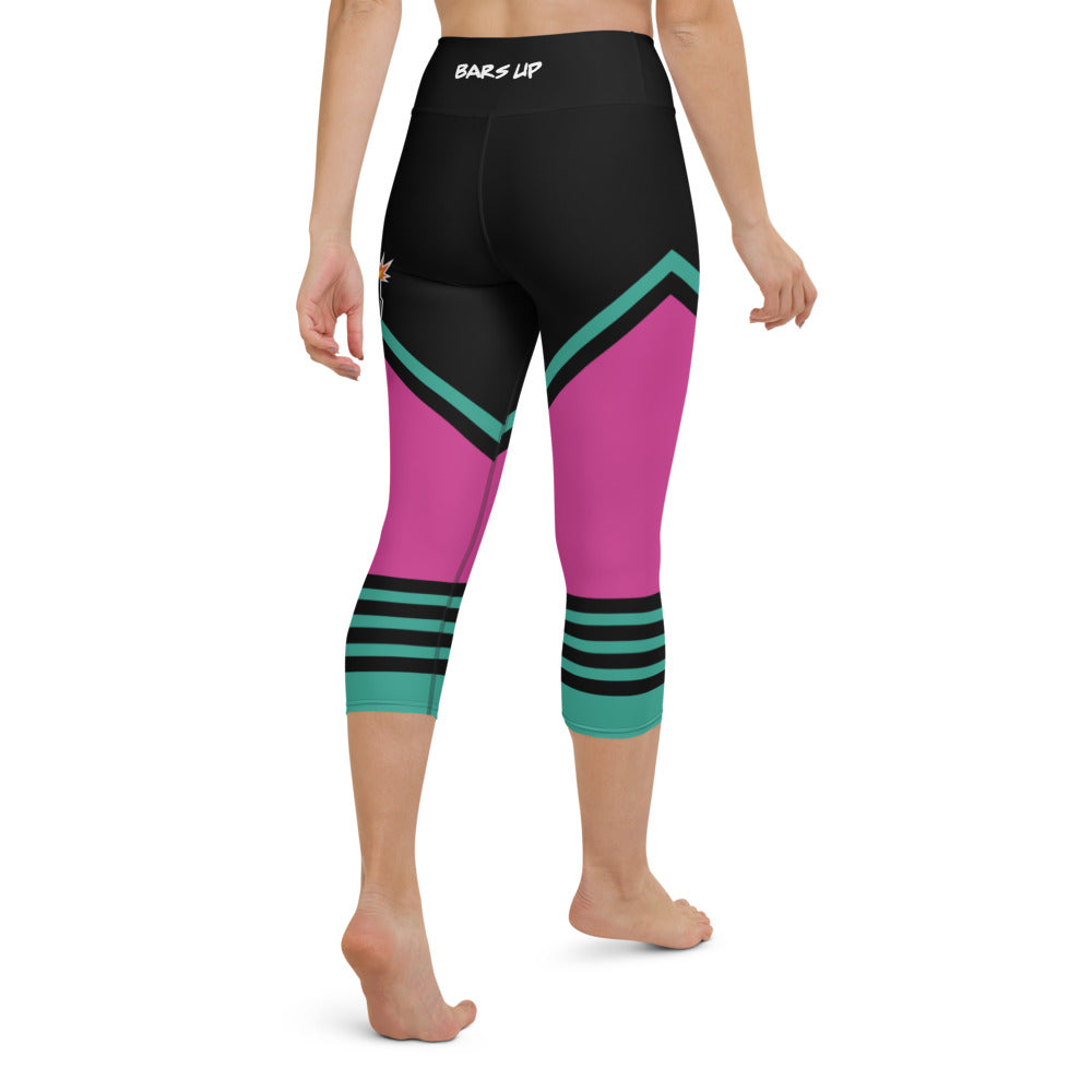 Womens Capri Leggings Casual Graphic Yoga Pants - TAPE POP PINK