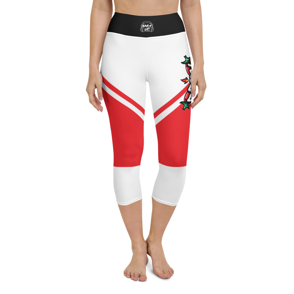 Womens Capri Leggings Casual Graphic Yoga Pants  -  SPICY WHITE