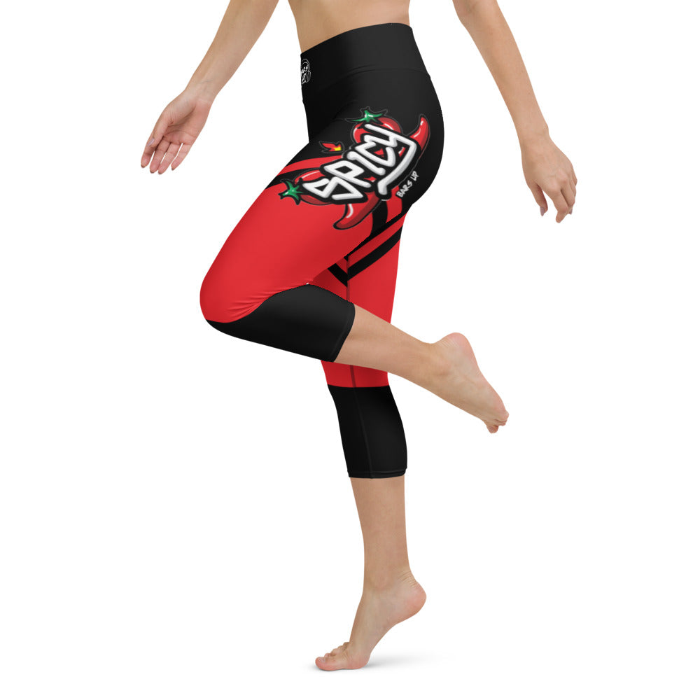 Womens Capri Leggings Casual Graphic Yoga Pants  -  SPICY RED