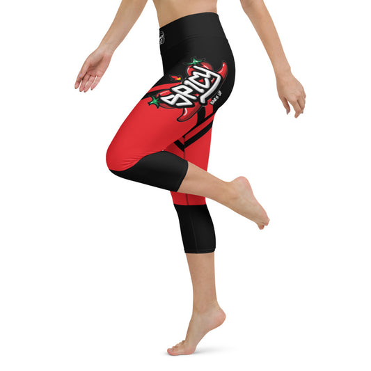 Womens Capri Leggings Casual Graphic Yoga Pants  -  SPICY RED