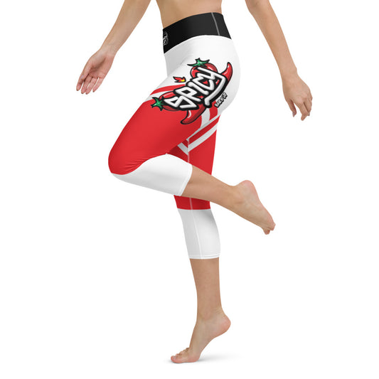 Womens Capri Leggings Casual Graphic Yoga Pants  -  SPICY WHITE