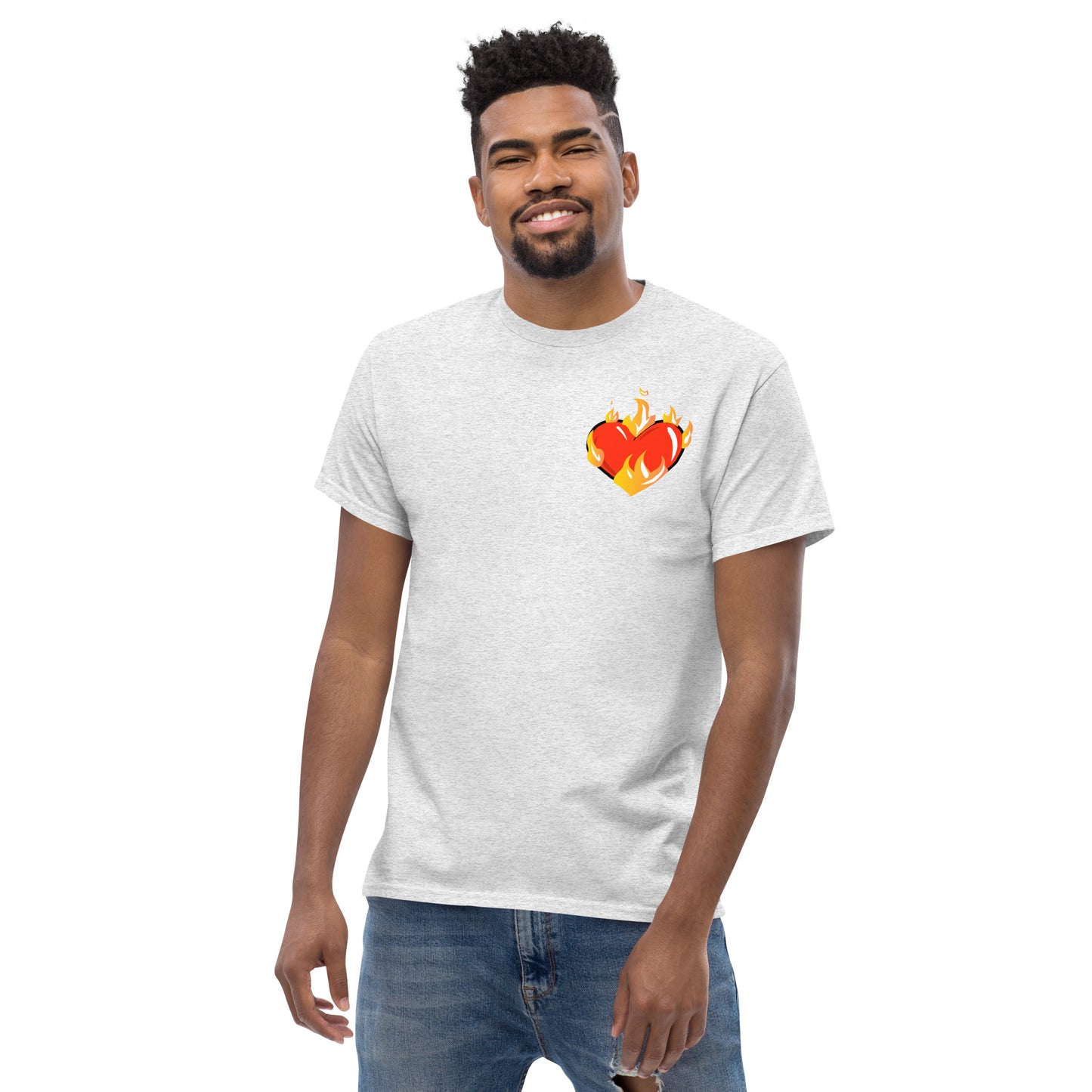 Men's Novelty T Shirts Graphic - Heart on Fire Front and Back