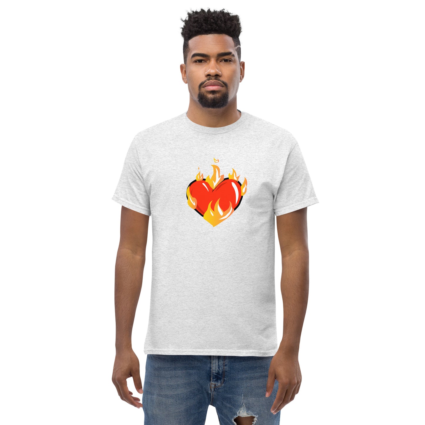 Men's Novelty T Shirts Graphic - Heart on Fire