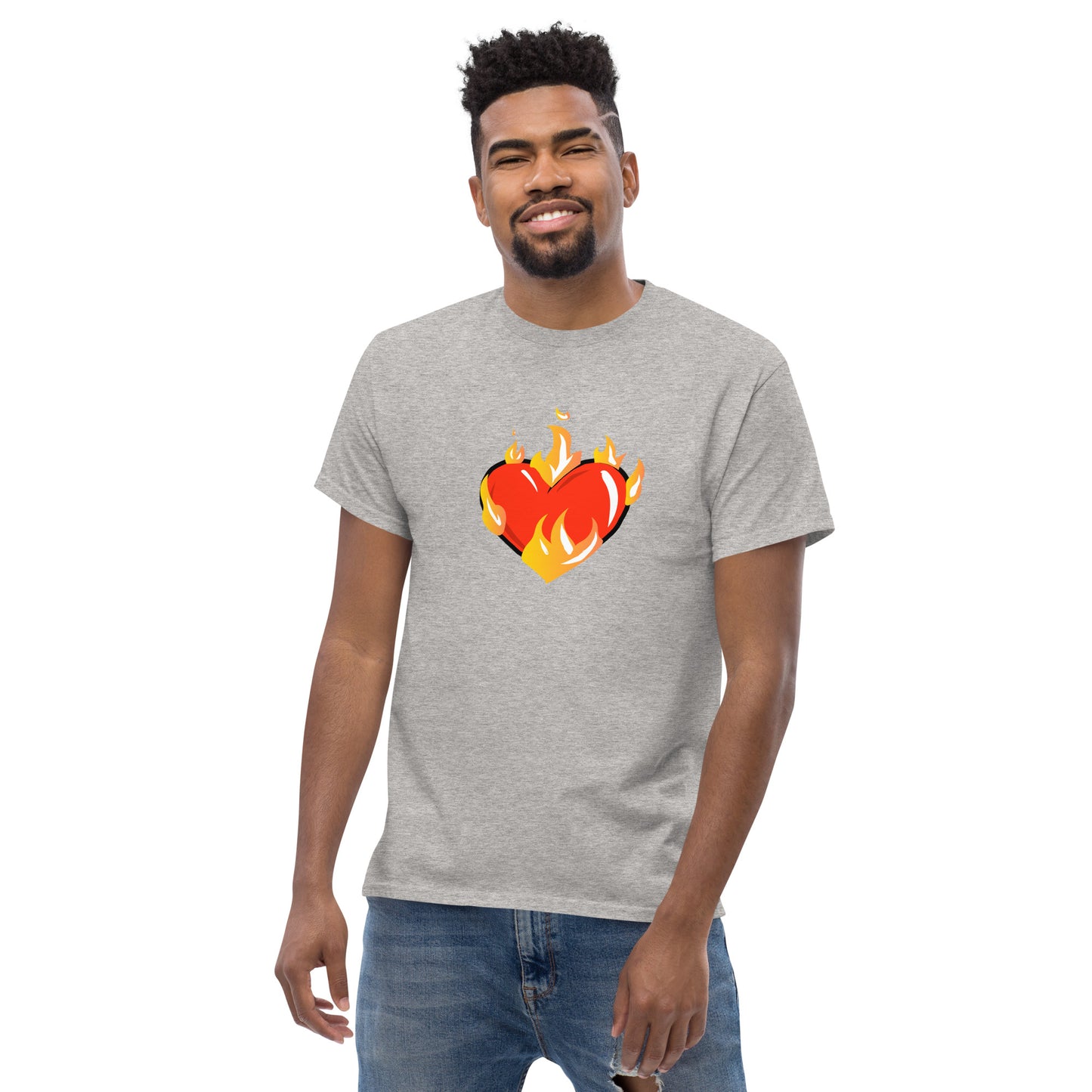 Men's Novelty T Shirts Graphic - Heart on Fire