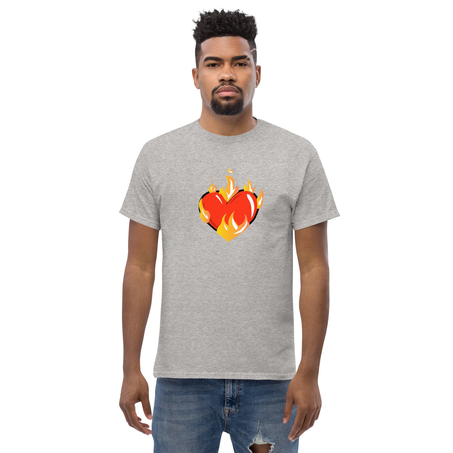 Men's Novelty T Shirts Graphic - Heart on Fire