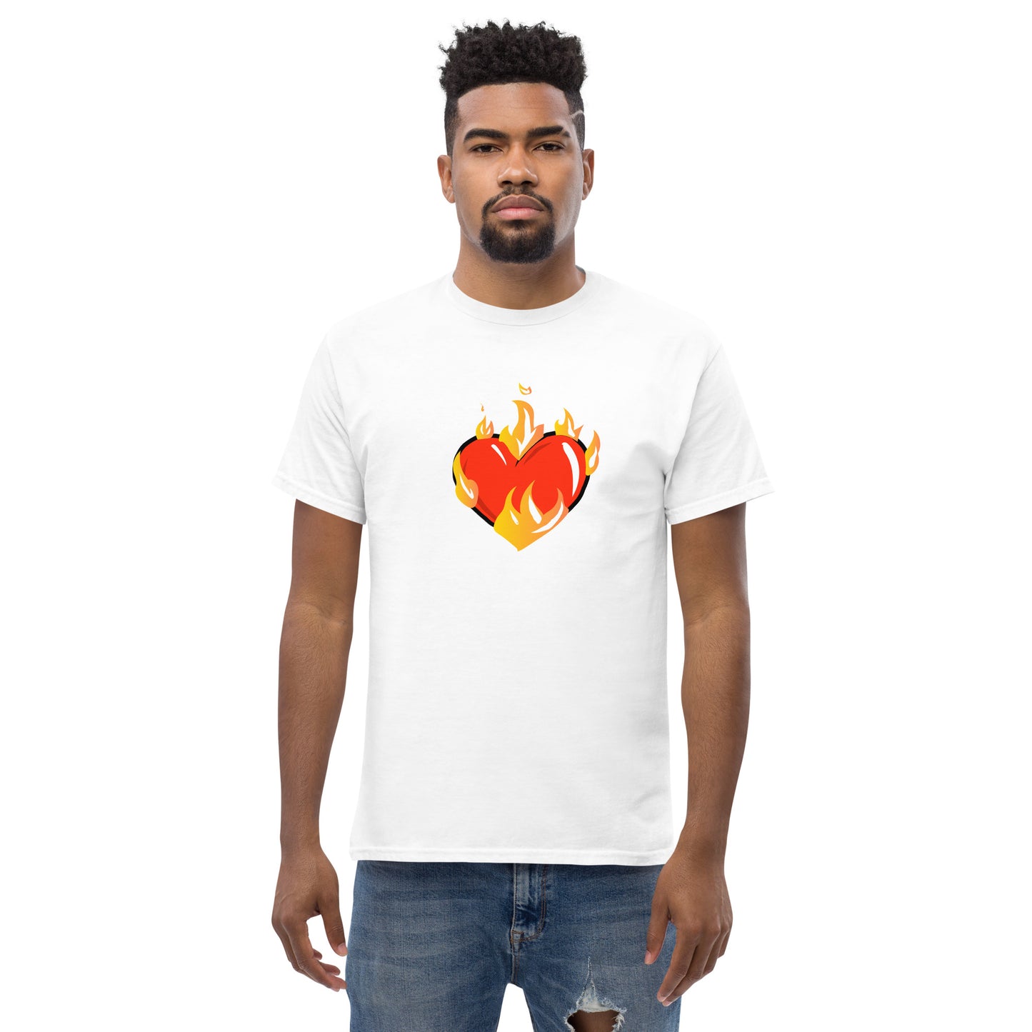 Men's Novelty T Shirts Graphic - Heart on Fire