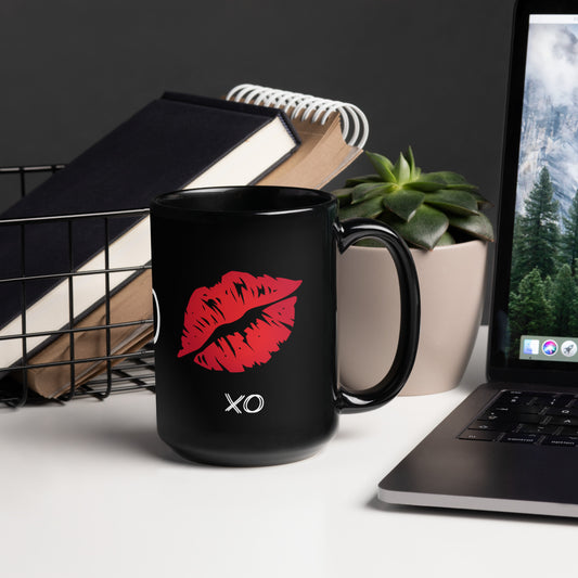 Black Glossy Mug - Kiss