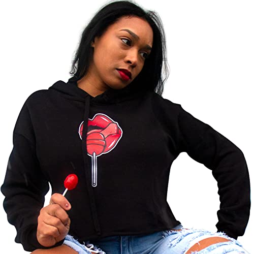 Women's Crop Top Hoodie Long Sleeve Casual Graphic Sweatshirt - LOLLIPOP