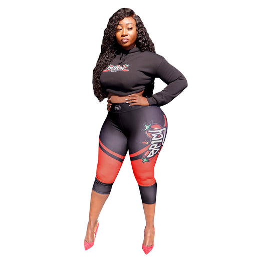 Women's Crop Top Hoodie Long Sleeve Casual Graphic Sweatshirt - SPICY