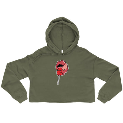 Women's Crop Top Hoodie Long Sleeve Casual Graphic Sweatshirt - LOLLIPOP