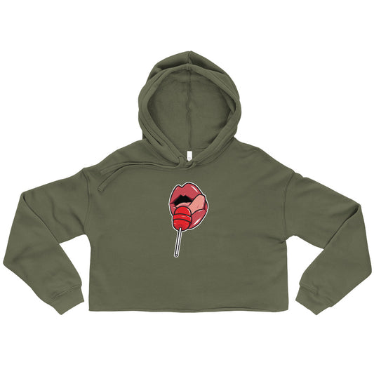 Women's Crop Top Hoodie Long Sleeve Casual Graphic Sweatshirt - LOLLIPOP