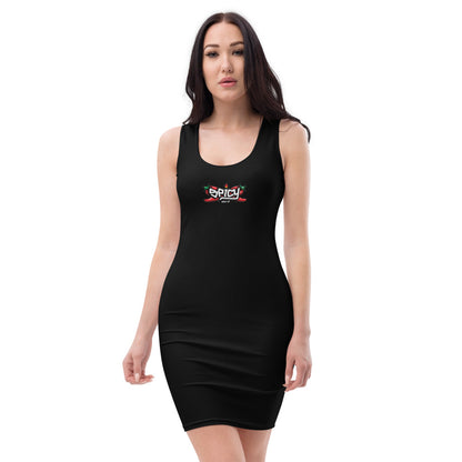 Women's Scoop Neck Casual Graphic Dress - SPICY BLACK