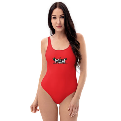 Women's One Piece Swimsuits Bathing Suit Graphic Swimwear - SPICY RED