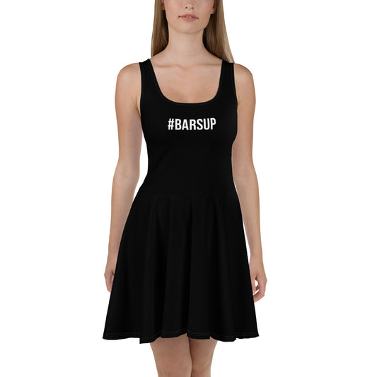 Women's Scoop Neck Casual Graphic Skater Dress - BARS UP HASHTAG
