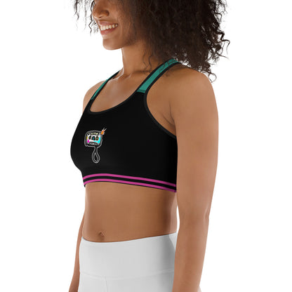 Women's Medium Support Racerback Sports Bra - TAPE POP BLACK GREEN