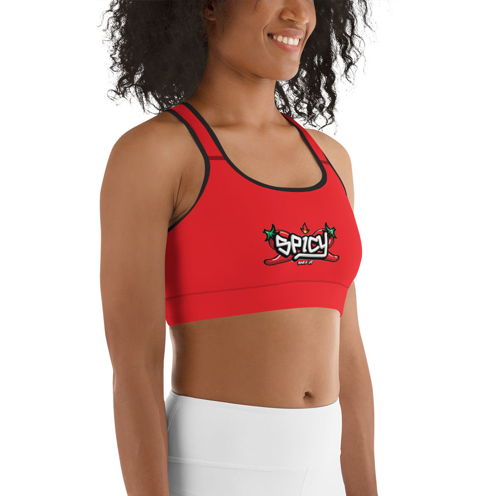 Women's Medium Support Racerback Sports Bra - SPICY RED