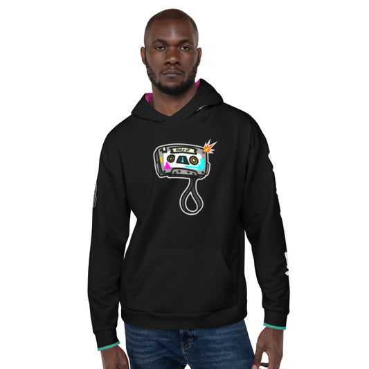Women's Hoodie Long Sleeve Casual Graphic Sweatshirt - TAPE POP BLACK