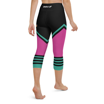 Womens Capri Leggings Casual Graphic Yoga Pants  -  TAPE POP PINK