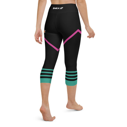 Womens Capri Leggings Casual Graphic Yoga Pants  -  TAPE POP BLACK GREEN