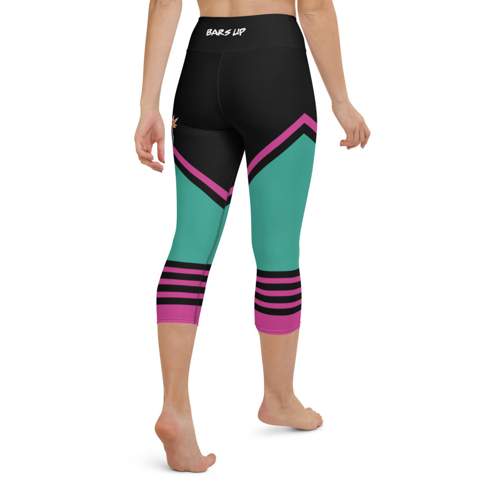 Womens Capri Leggings Casual Graphic Yoga Pants  -  TAPE POP GREEN