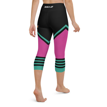 Womens Capri Leggings Casual Graphic Yoga Pants  -  TAPE POP PINK