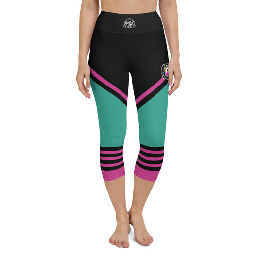 Womens Capri Leggings Casual Graphic Yoga Pants  -  TAPE POP GREEN