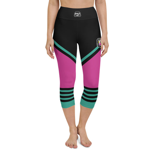Womens Capri Leggings Casual Graphic Yoga Pants  -  TAPE POP PINK