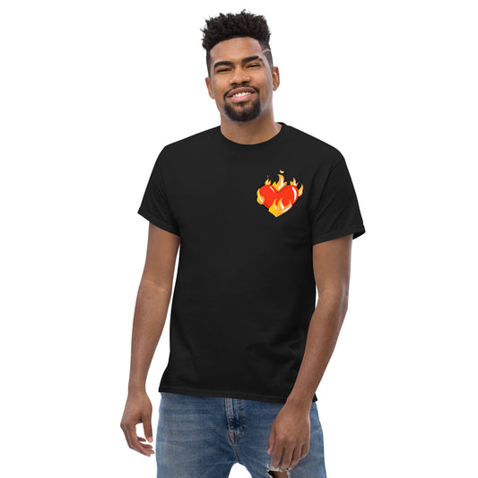 Men's Novelty T Shirts Graphic - Heart on Fire Front and Back