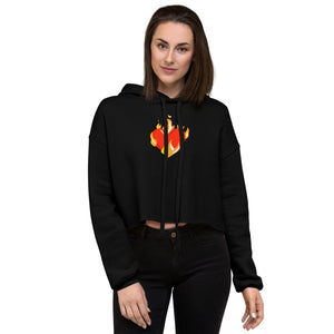 Women's Novelty Crop Hoodie Graphic - Heart on Fire