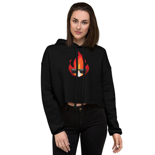 Women’s Novelty Crop Hoodie Graphic - Cool Fire