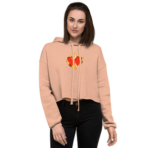 Women's Novelty Crop Hoodie Graphic - Heart on Fire